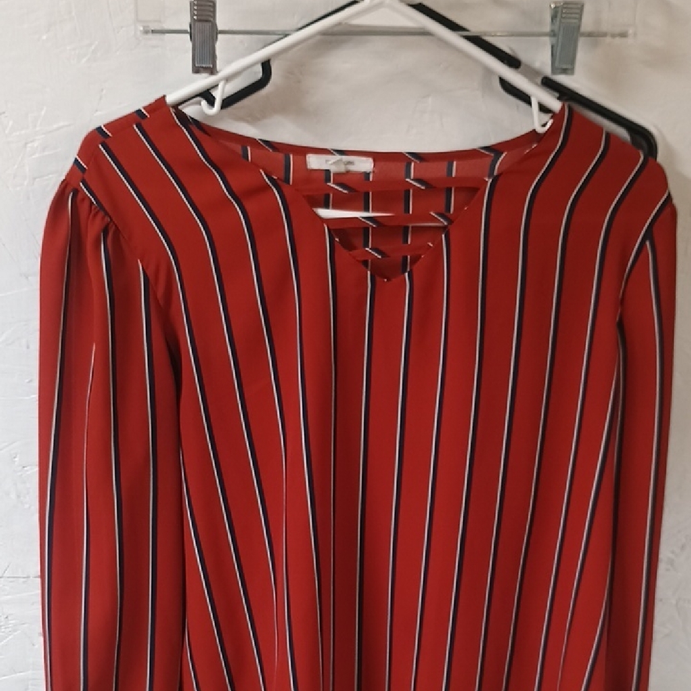 Maurices Orange and Navy Striped Top